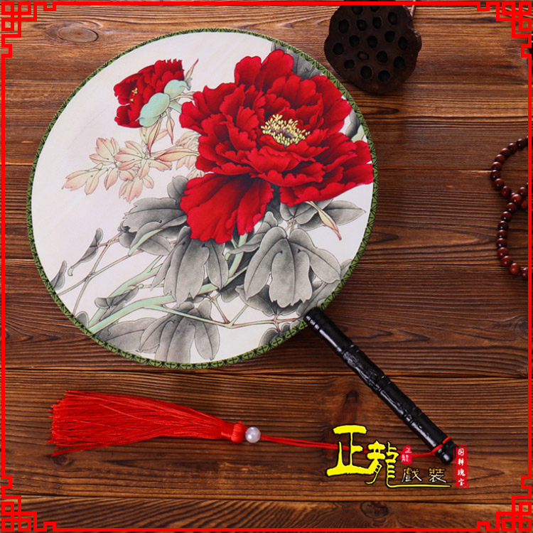 杏花岭古典中国风团扇空白扇跳舞蹈扇 真丝宫扇